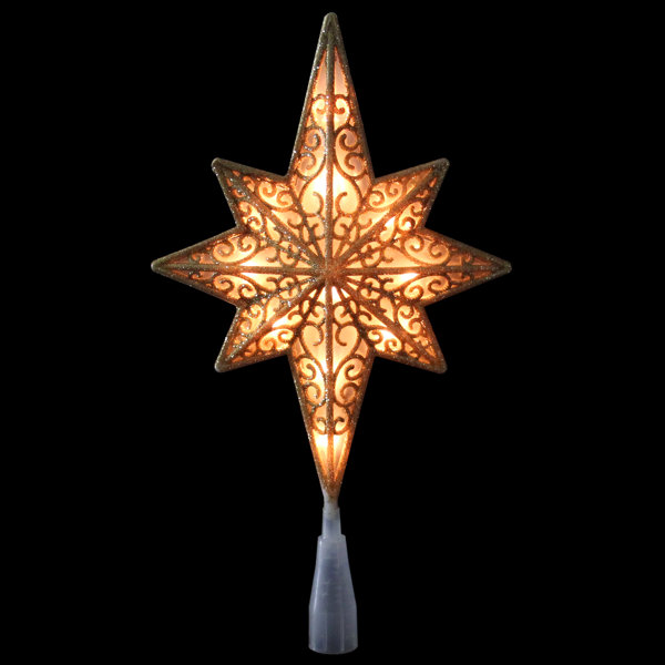 Northlight 10" Frosted Star Of Bethlehem With Gold Scrolling Christmas